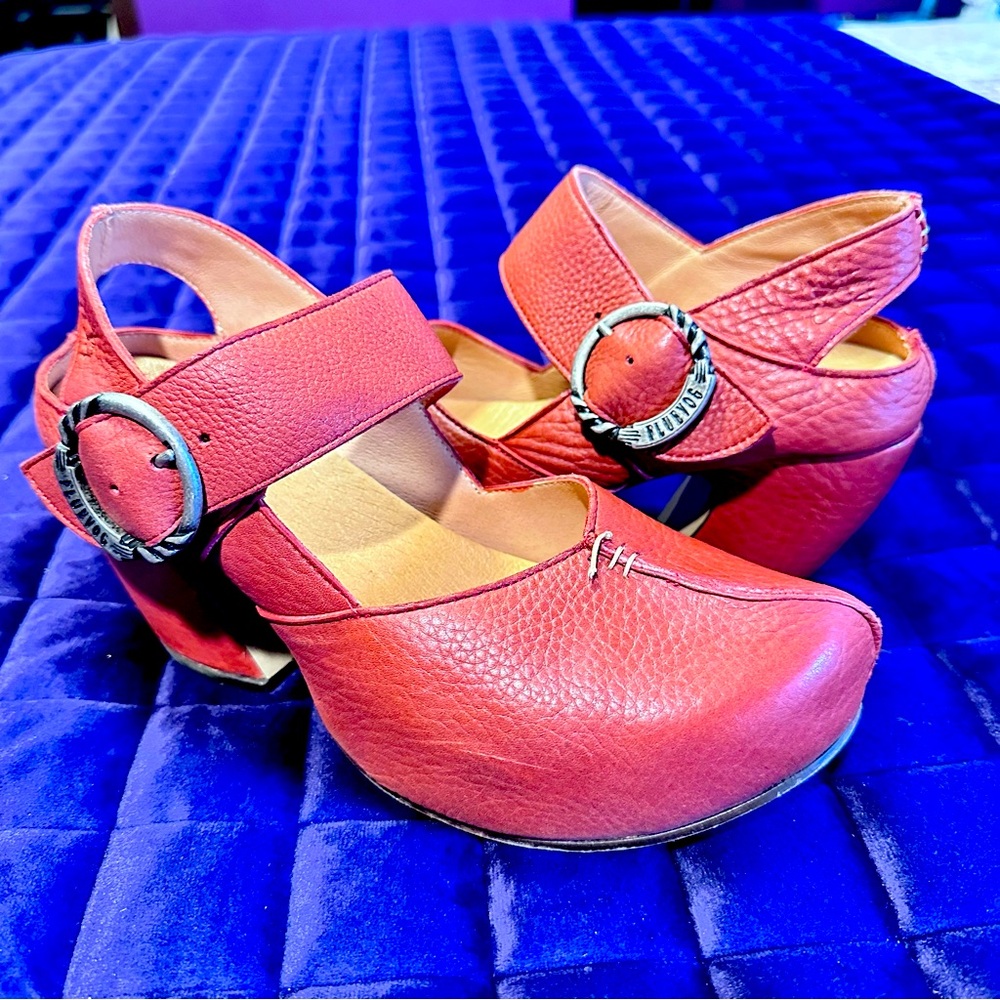 Fluevog Prepare Guide Platform Mary Jane Heel in Tomato 🍅